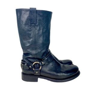 FRYE 12R Harness Leather Boots in Black